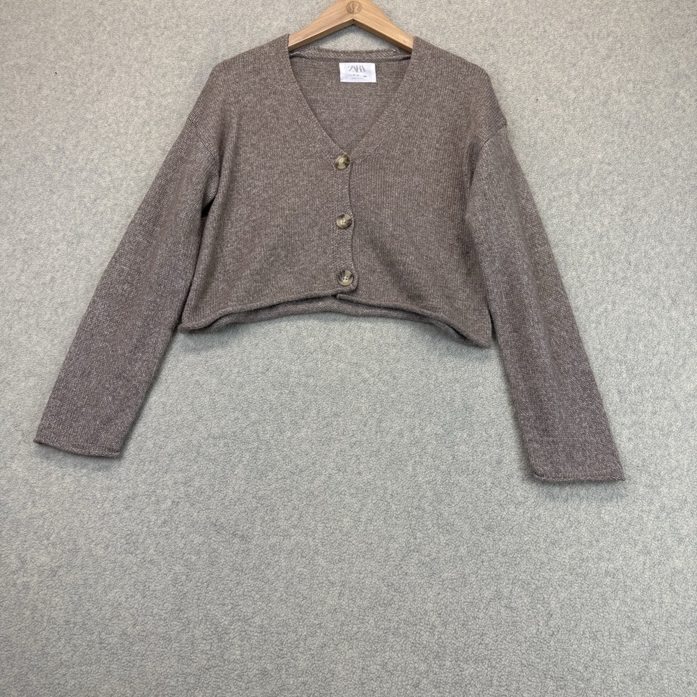 Zara Girls Brown Cropped Button-Front Cardigan Sweater Size 11–12
